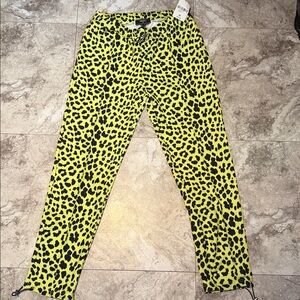 Forever 21 Leopard Print Pants - Yellow and Black